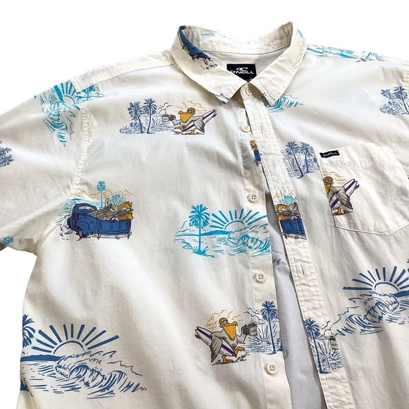 O’Neill Men’s Modern Fit Surf Graphic Button Down Short Sleeve Shirt, Size XL - Picture 4 of 11